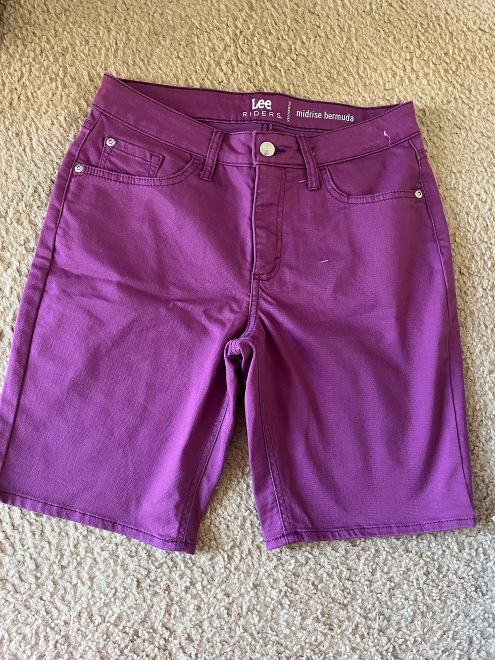 New Lee Riders Midrise Bermuda Shorts in Rich Purple